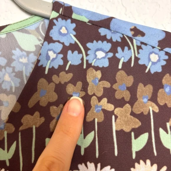 J. McLaughlin Hortense Chocolate Brown Falmouth Floral Midi Dress Women’s Large - Picture 8 of 13